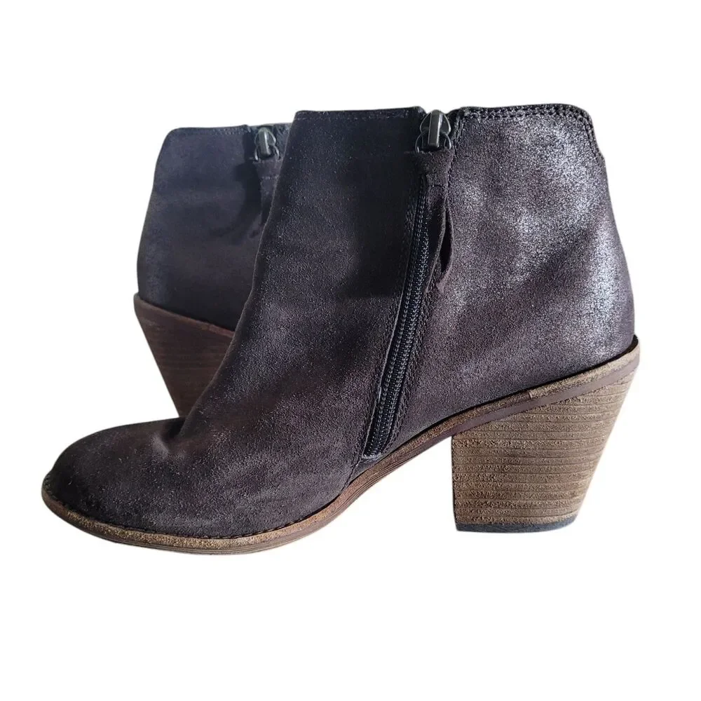 Sofft Tilton Heeled‎ Booties Women's Size 8 Brown Espresso Suede Metallic Casual